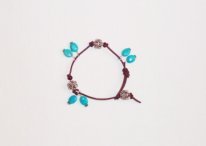 Leather and Silver Bracelet with Turquoise Charms