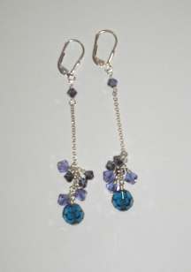 Blue Crystal Cluster Earrings