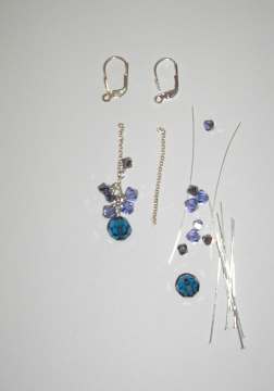 Blue Crystal Cluster Earrings