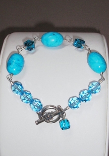 Turquoise and Crystal Bead Bracelet