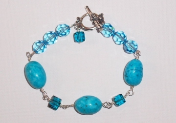 Turquoise and Crystal Bead Bracelet