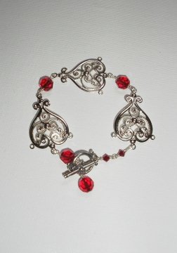 Red Crystal Filigree Bracelet